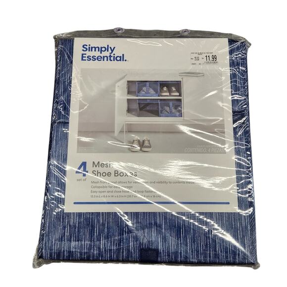 Simply Essential Mesh Shoe Boxes - Blue Storage Containers Organization Bins - Picture 1 of 3